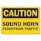 Signmission OSHA Caution, 10" Height, Aluminum, 14" x 10", Landscape, pedestrian traffic sound horn OS-CS-A-1014-L-19218 - alternate 1